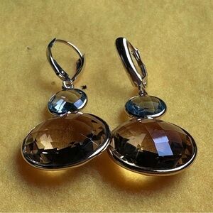 Ross-Simons 20.00 ct. tw Citrine and 4.00 ct. tw Sky Blue Topaz Drop Earrings